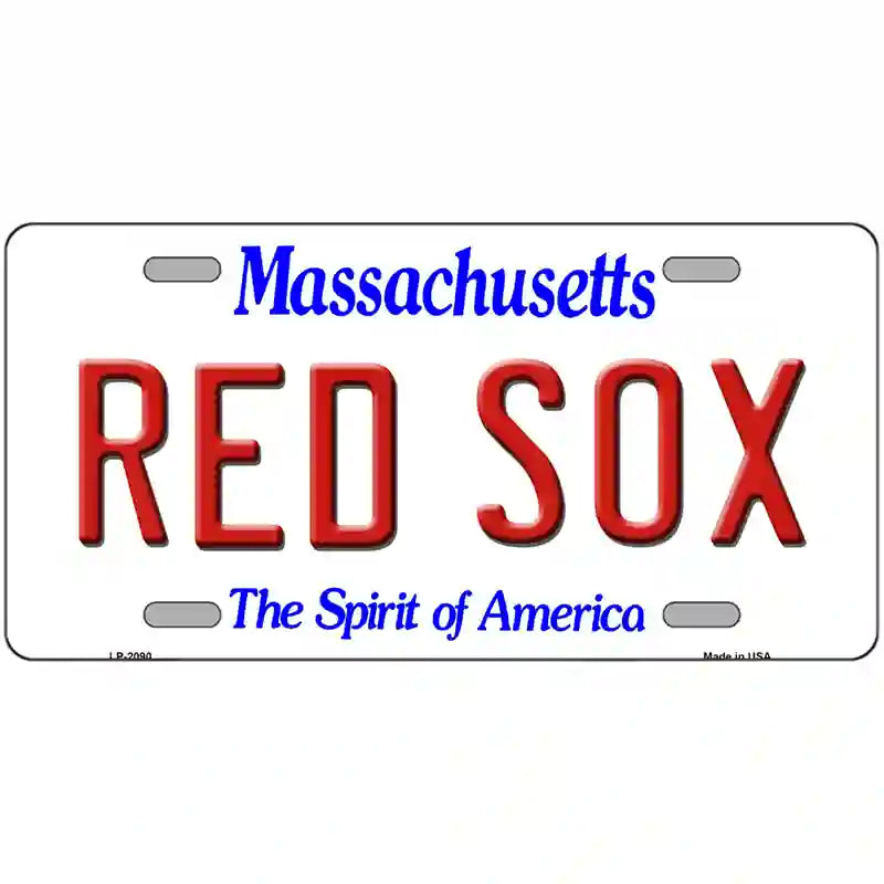 Red Sox Massachusetts State Novelty Metal License Plate 24" x 12" (LLP)