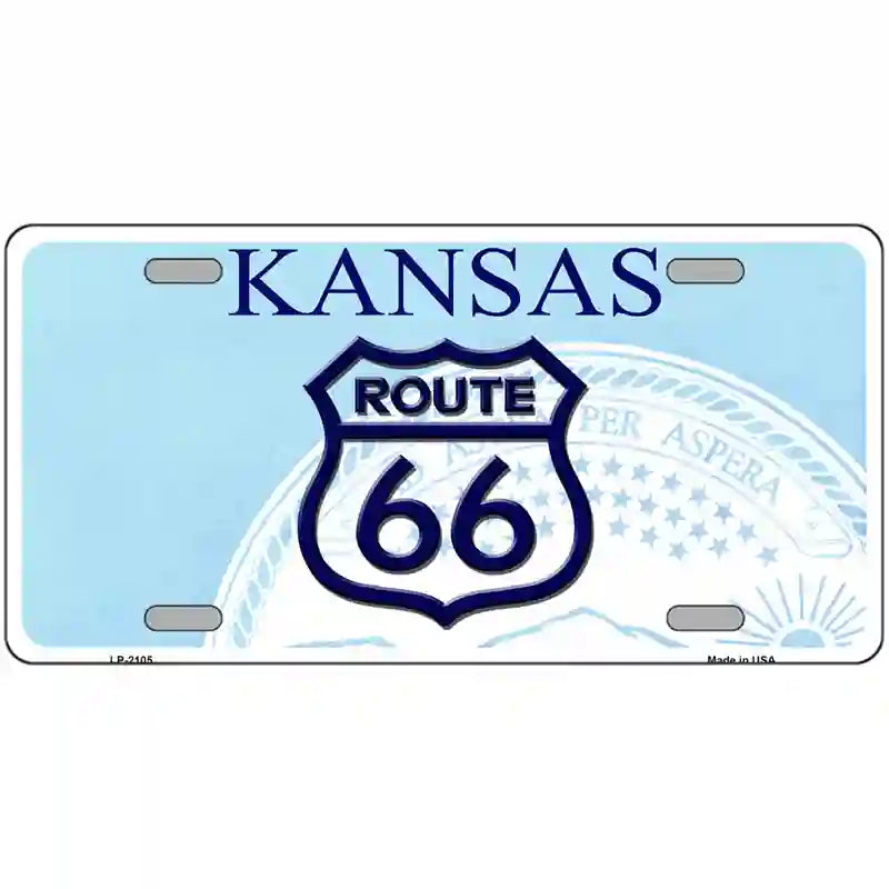 Route 66 Shield Kansas Novelty Metal License Plate 24" x 12" (LLP)