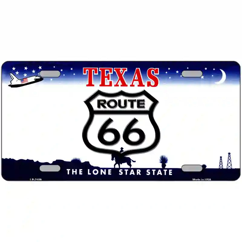 Route 66 Shield Texas Novelty Metal License Plate 24" x 12" (LLP)