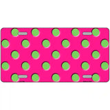 Lime Green Polka Dots Hot Pink Metal Novelty License Plate 24" x 12" (LLP)