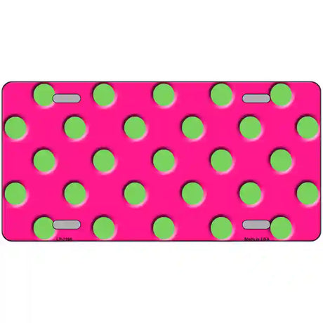 Lime Green Polka Dots Hot Pink Metal Novelty License Plate 24" x 12" (LLP)