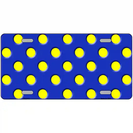 Yellow Polka Dots Royal Blue Metal Novelty License Plate 24" x 12" (LLP)