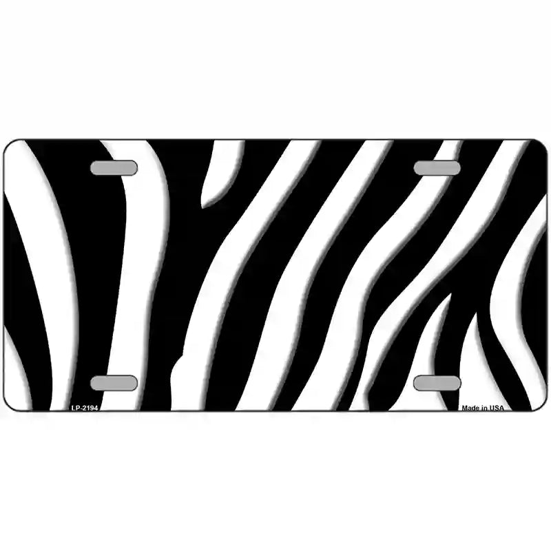 Black White Zebra Metal Novelty License Plate 24" x 12" (LLP)