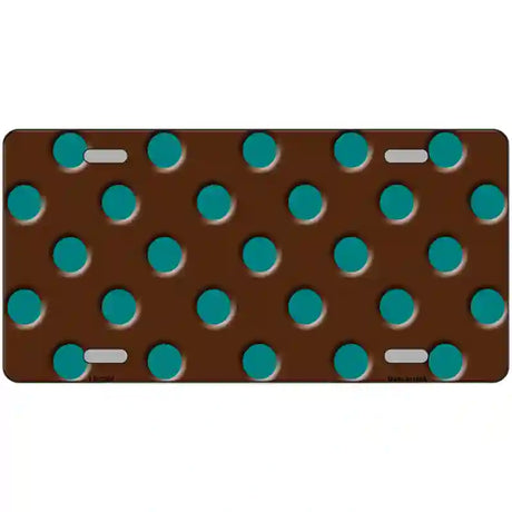 Teal Polka Dots Brown Metal Novelty License Plate 24" x 12" (LLP)