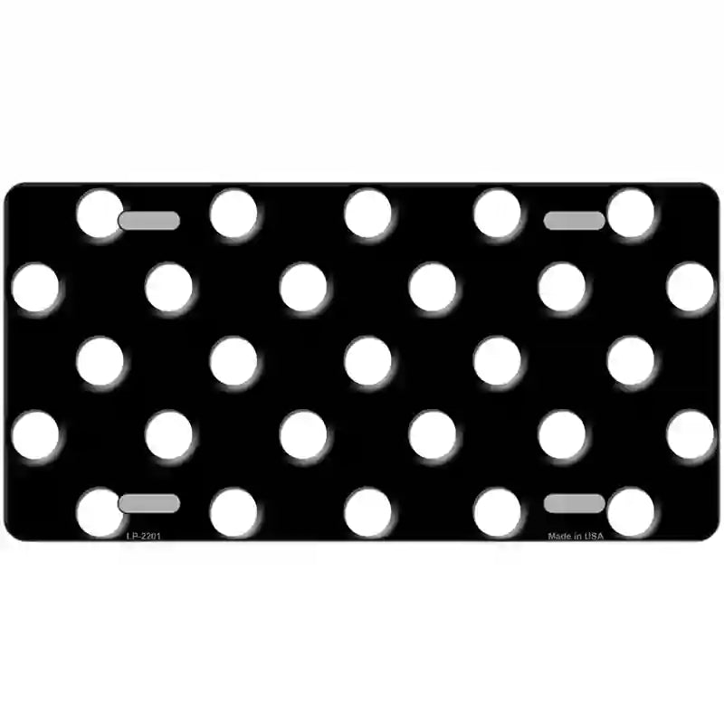 White Polka Dots Black Metal Novelty License Plate 24" x 12" (LLP)