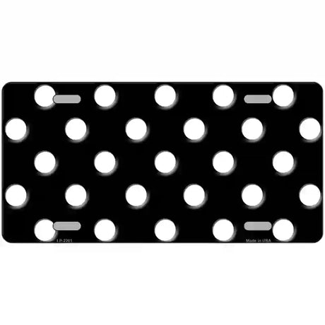 White Polka Dots Black Metal Novelty License Plate 24" x 12" (LLP)