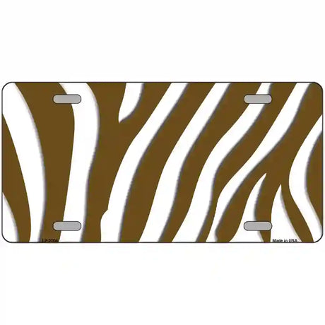 Brown White Zebra Metal Novelty License Plate 24" x 12" (LLP)