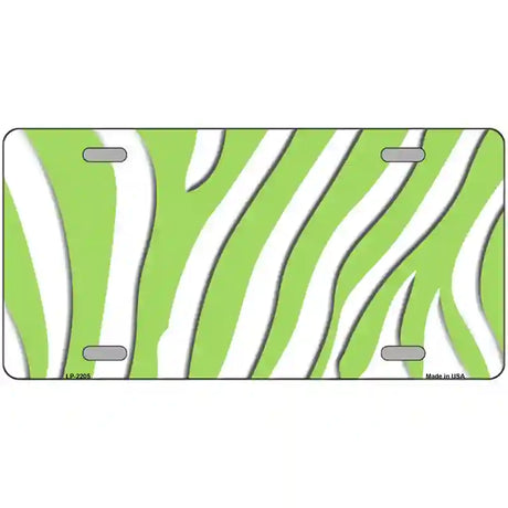 Lime Green White Zebra Metal Novelty License Plate 24" x 12" (LLP)