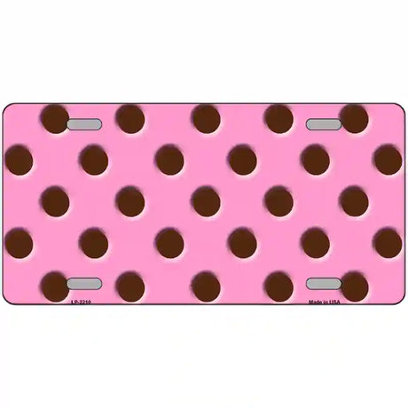 Chocolate Brown Polka Dots Pink Metal Novelty License Plate 24" x 12" (LLP)