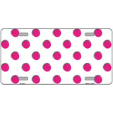 Hot Pink Polka Dots White Metal Novelty License Plate 24" x 12" (LLP)