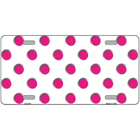 Hot Pink Polka Dots White Metal Novelty License Plate 24" x 12" (LLP)