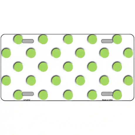 Lime Green Polka Dots White Metal Novelty License Plate 24" x 12" (LLP)