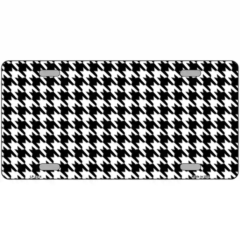 White Black Houndstooth Metal Novelty License Plate 24" x 12" (LLP)