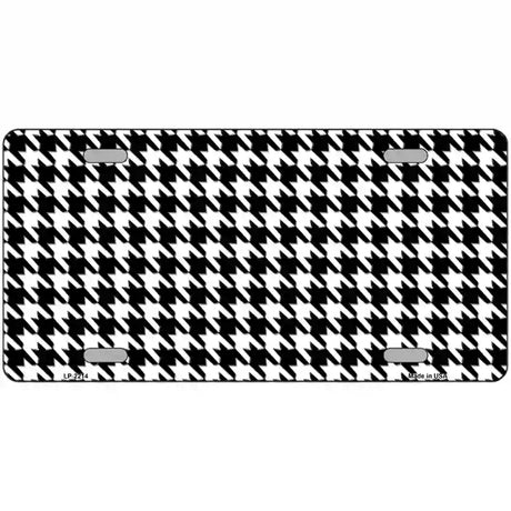 White Black Houndstooth Metal Novelty License Plate 24" x 12" (LLP)