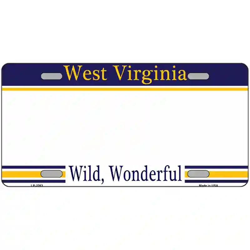 West Virginia Novelty State Blank Metal License Plate 24" x 12" (LLP)