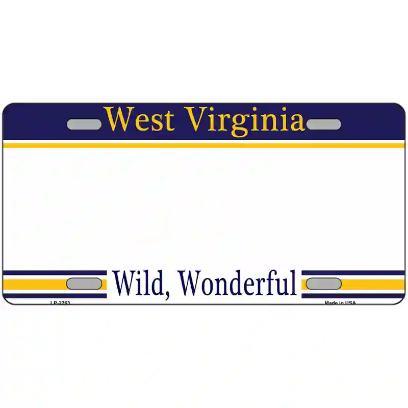 West Virginia Novelty State Blank Metal License Plate 24" x 12" (LLP)