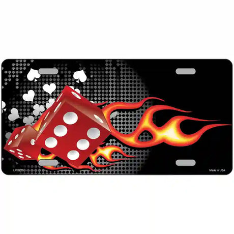 Fire Dice Flame Metal Novelty License Plate 24" x 12" (LLP)