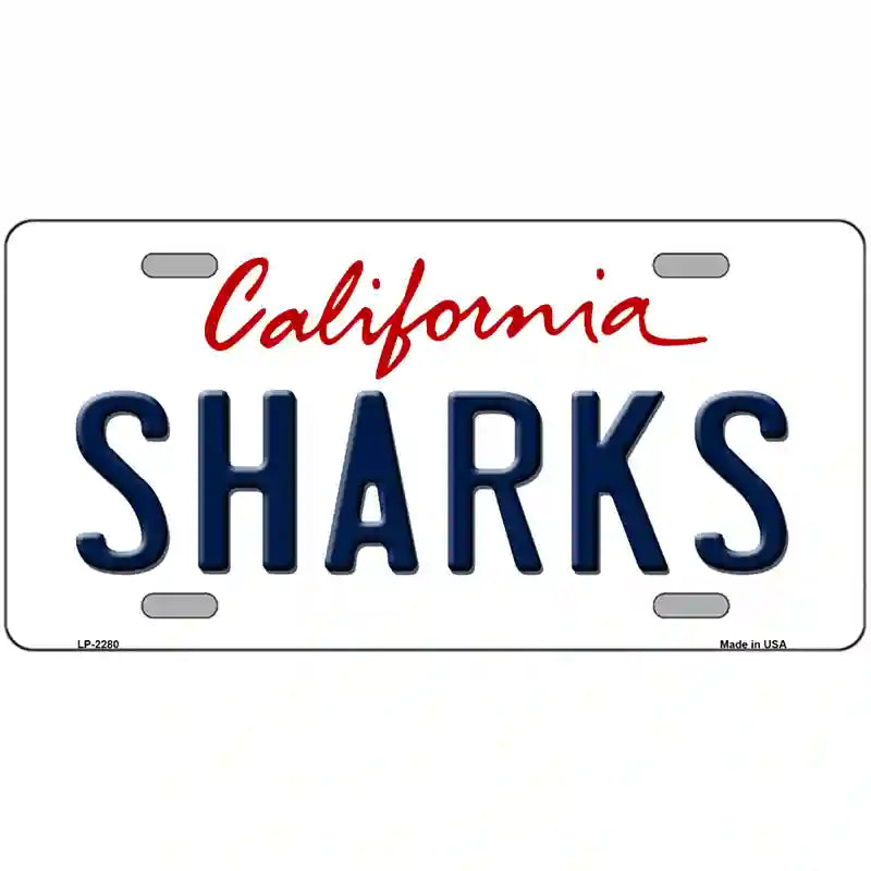 Sharks California Novelty State Metal License Plate 24" x 12" (LLP)