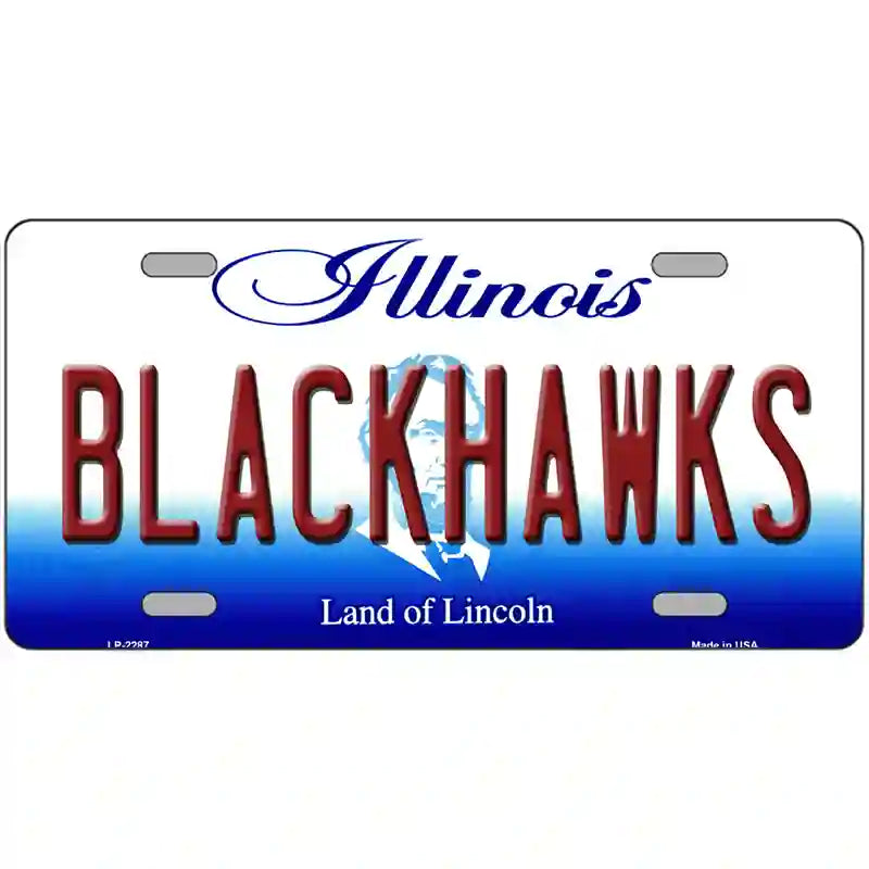 Blackhawks Illinois State Novelty Metal License Plate 24" x 12" (LLP)