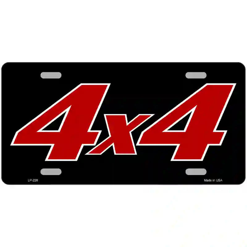 4 X 4 Black Metal Novelty License Plate 24" x 12" (LLP)