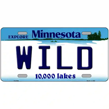 Wild Minnesota State Metal License Plate 24" x 12" (LLP)