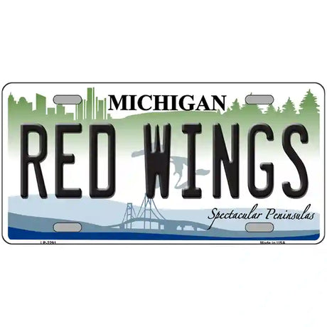 Redwings Michigan Novelty State Metal License Plate 24" x 12" (LLP)