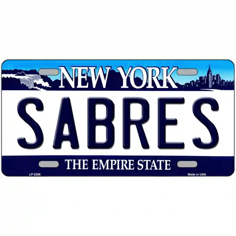 Sabres New York Novelty State Metal License Plate 24" x 12" (LLP)