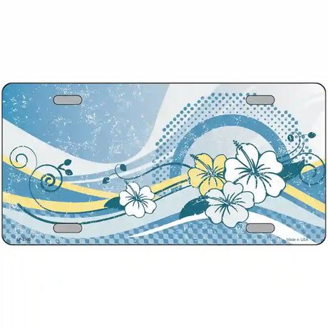 Blue Hawaii Hibiscus Metal Novelty License Plate 24" x 12" (LLP)