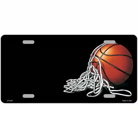 Basketball With Net Offset Metal Novelty License Plate 24" x 12" (LLP)