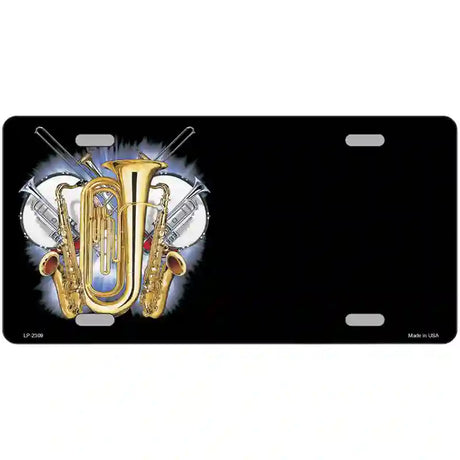 Band Musical Instruments Offset Metal Novelty License Plate 24" x 12" (LLP)