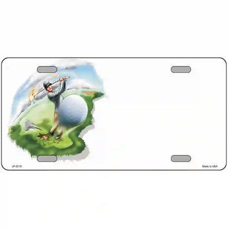 Golf Tee Shot Offset Metal Novelty License Plate 24" x 12" (LLP)