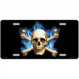 Blue Flame And Crossbones Metal Novelty License Plate 24" x 12" (LLP)