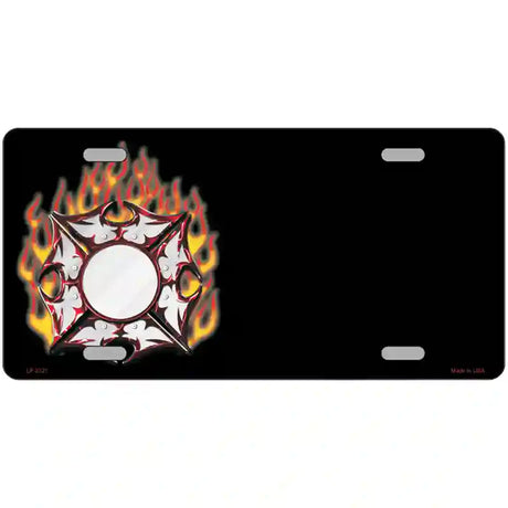 Fire Cross Offset Flat Metal Novelty License Plate 24" x 12" (LLP)