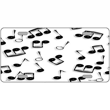 Musical Notes Black White Metal Novelty License Plate 24" x 12" (LLP)