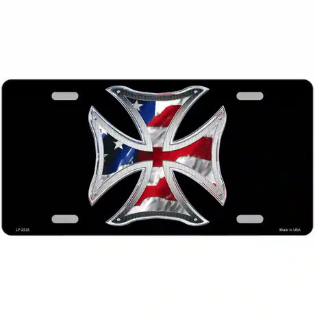 Maltese Cross Flag Metal Novelty License Plate 24" x 12" (LLP)