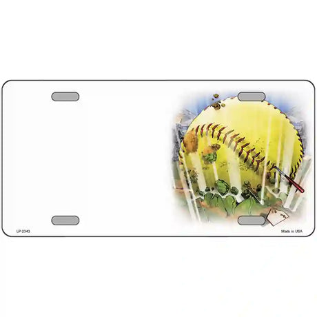 Softball Offset Metal Novelty License Plate 24" x 12" (LLP)