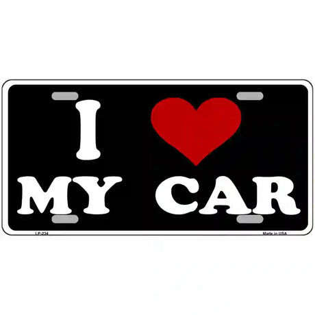 I Love My Car Black Metal Novelty License Plate 24" x 12" (LLP)