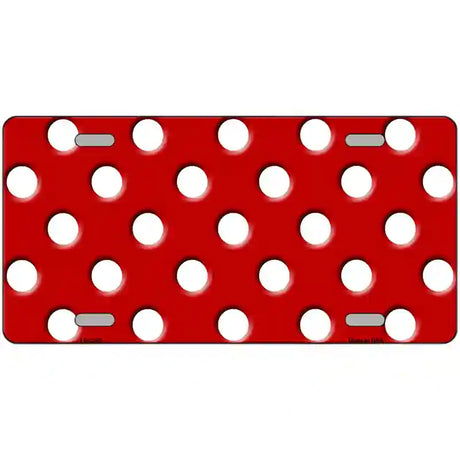 White Polka Dots Red Metal Novelty License Plate 24" x 12" (LLP)