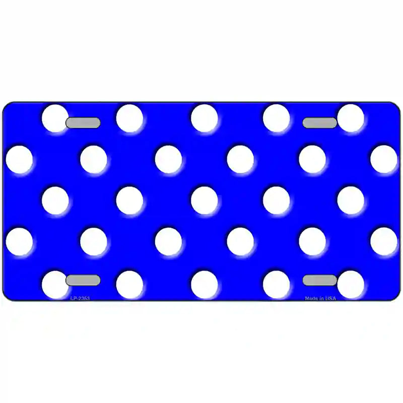 White Polka Dots Royal Blue Metal Novelty License Plate 24" x 12" (LLP)