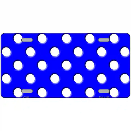 White Polka Dots Royal Blue Metal Novelty License Plate 24" x 12" (LLP)