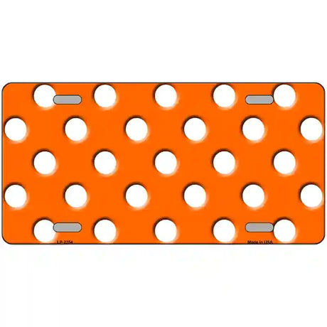 White Polka Dots Orange Metal Novelty License Plate 24" x 12" (LLP)