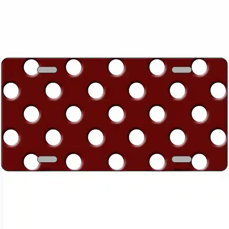 White Polka Dots Burgundy Metal Novelty License Plate 24" x 12" (LLP)