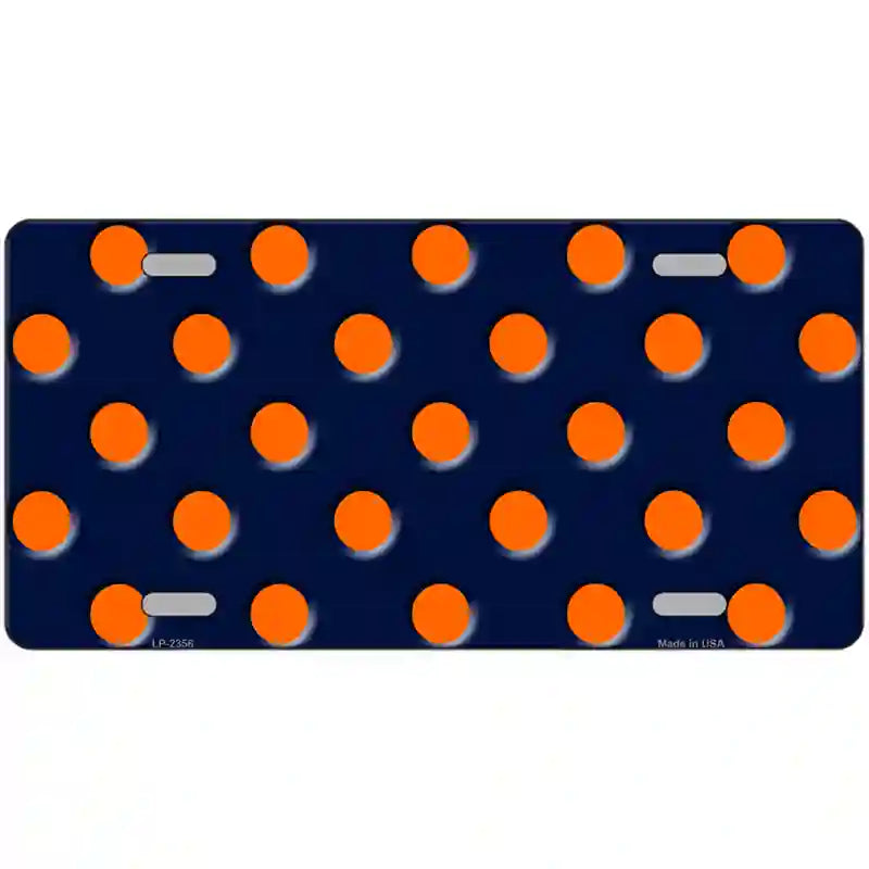 Orange Polka Dots Navy Blue Metal Novelty License Plate 24" x 12" (LLP)