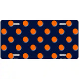 Orange Polka Dots Navy Blue Metal Novelty License Plate 24" x 12" (LLP)