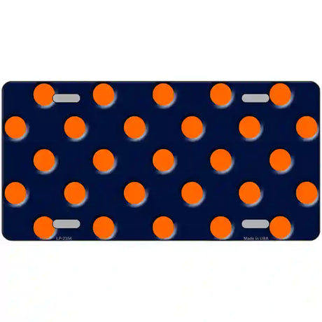 Orange Polka Dots Navy Blue Metal Novelty License Plate 24" x 12" (LLP)