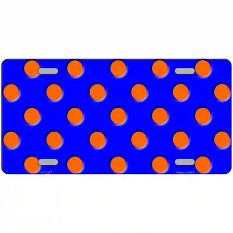 Orange Polka Dots Royal Blue Metal Novelty License Plate 24" x 12" (LLP)