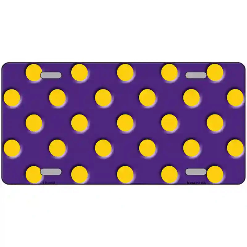 Yellow Polka Dots Purple Metal Novelty License Plate 24" x 12" (LLP)