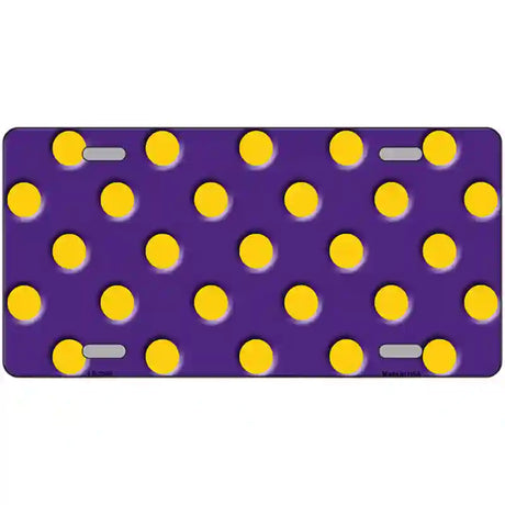 Yellow Polka Dots Purple Metal Novelty License Plate 24" x 12" (LLP)