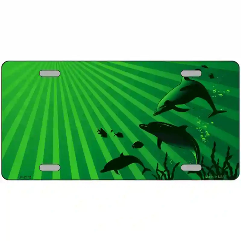 Family Of Dolphins Metal Novelty License Plate 24" x 12" (LLP)