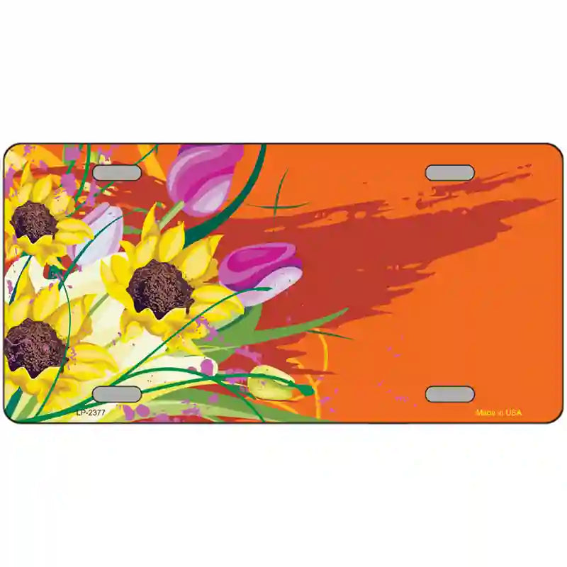 Floral Bouquet Offset Metal Novelty License Plate 24" x 12" (LLP)